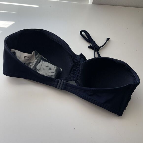 Boden Bikini Top Sz 12 Blue Sardinia Halter Strapless Gathered Swim Beach Summer - Picture 5 of 8